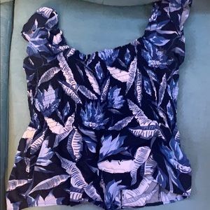 off the shoulder floral pattern shirt